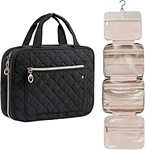 Practical Design: Elastic straps in main pockets hold bottles upright; Transparent pocket windows provide clear overview of items inside.
Sturdy 360-Degree Metal Swivel Hook: This retractable and non-slip hanging hook meets your multiple hanging options.